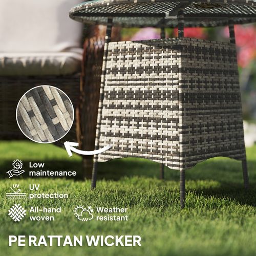 Outsunny Patio Furniture Rattan Garden Table with Umbrella Hole - SGP Garden Ltd