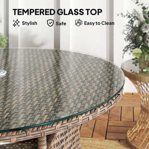 Outsunny Patio Furniture Rattan Garden Table with Umbrella Hole - SGP Garden Ltd