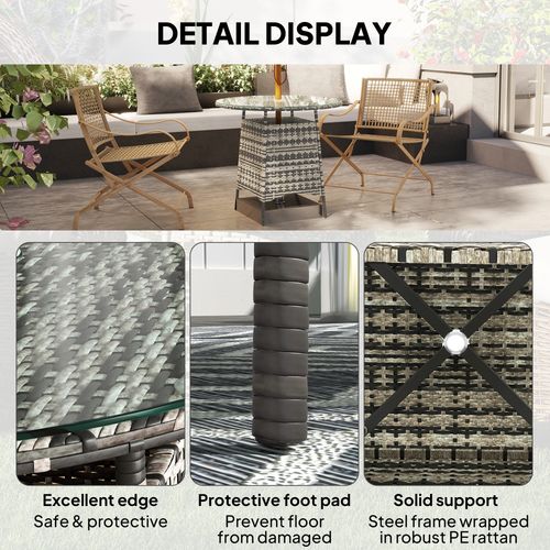 Outsunny Patio Furniture Rattan Garden Table with Umbrella Hole - SGP Garden Ltd