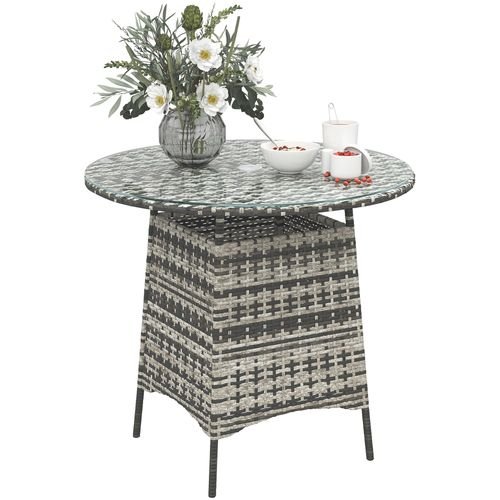 Outsunny Patio Furniture Rattan Garden Table with Umbrella Hole - SGP Garden Ltd