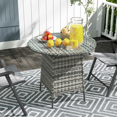 Outsunny Patio Furniture Rattan Garden Table with Umbrella Hole - SGP Garden Ltd