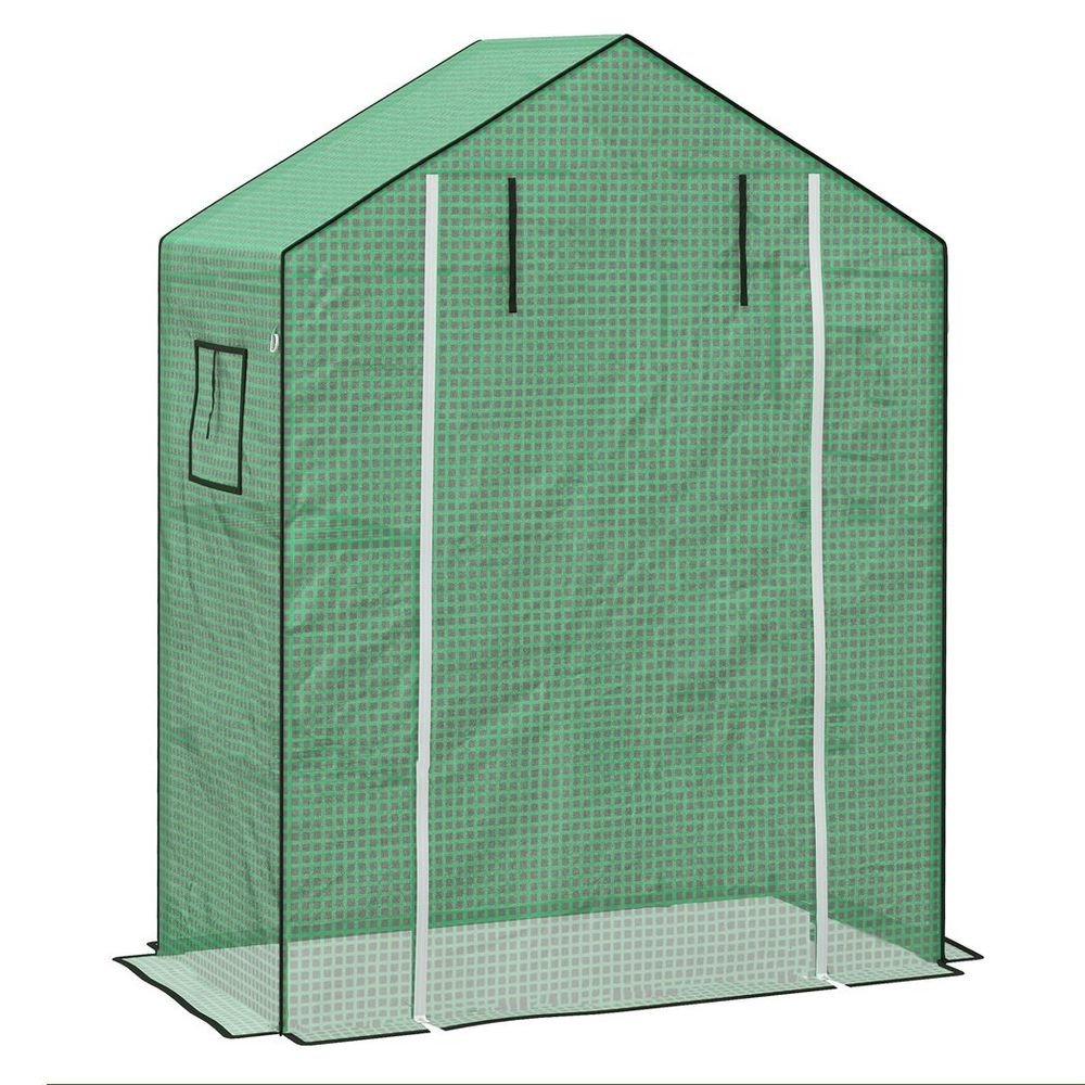 Outsunny PE Greenhouse Cover Replacement with Door and Mesh Windows, Green - SGP Garden Ltd