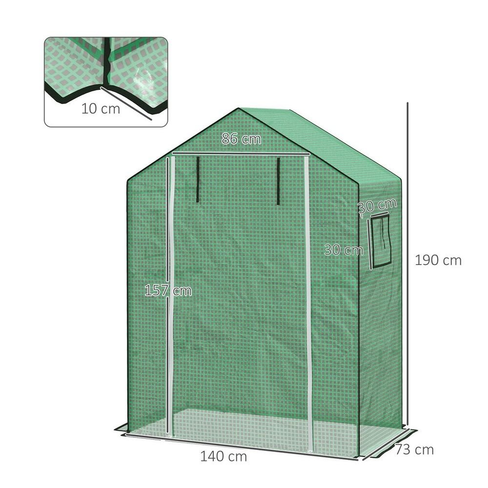 Outsunny PE Greenhouse Cover Replacement with Door and Mesh Windows, Green - SGP Garden Ltd