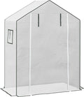 Outsunny PE Greenhouse Cover Replacement with Door and Mesh Windows, White - SGP Garden Ltd