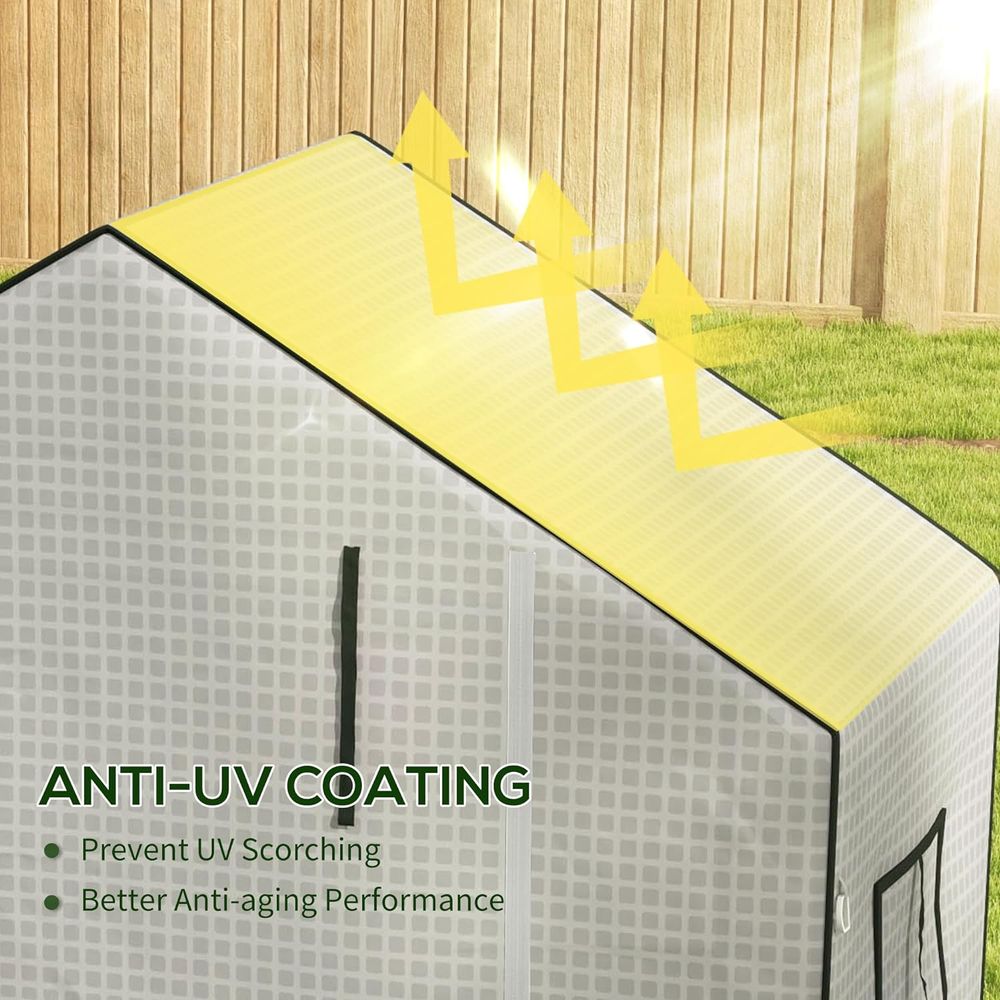 Outsunny PE Greenhouse Cover Replacement with Door and Mesh Windows, White - SGP Garden Ltd