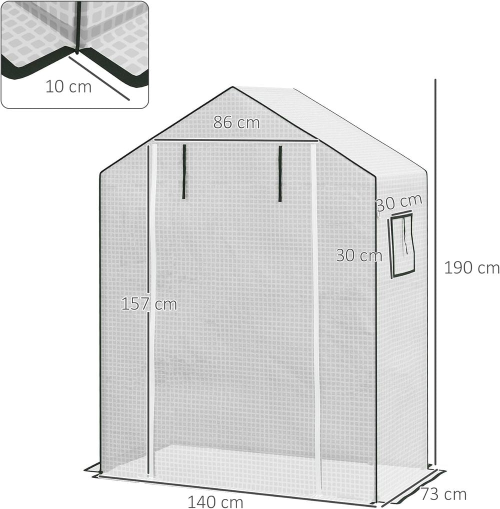 Outsunny PE Greenhouse Cover Replacement with Door and Mesh Windows, White - SGP Garden Ltd