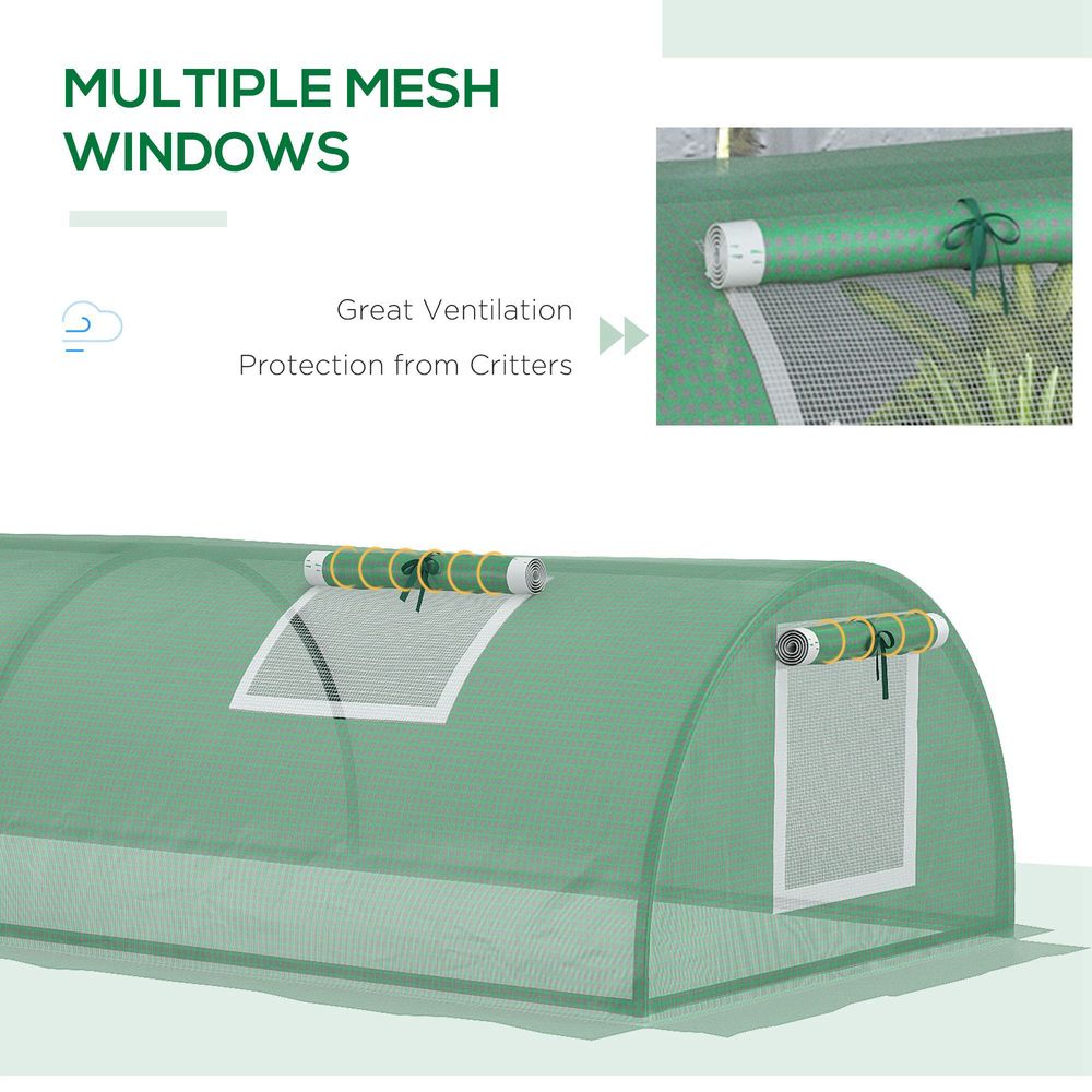 Outsunny PE Mini Greenhouse, 3m Portable Tunnel Green House with 5 Mesh Windows - SGP Garden Ltd