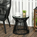 Outsunny PE Rattan End Table, Round Hollow Drum Design Side Table, Black - SGP Garden Ltd