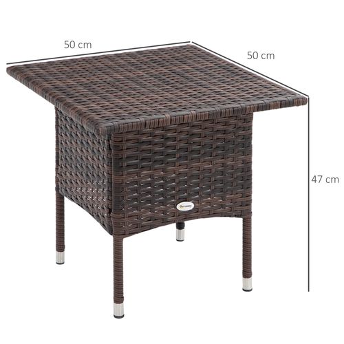 Outsunny PE Rattan Outdoor Coffee Table, Easy Match Rattan Side Table, Brown - SGP Garden Ltd