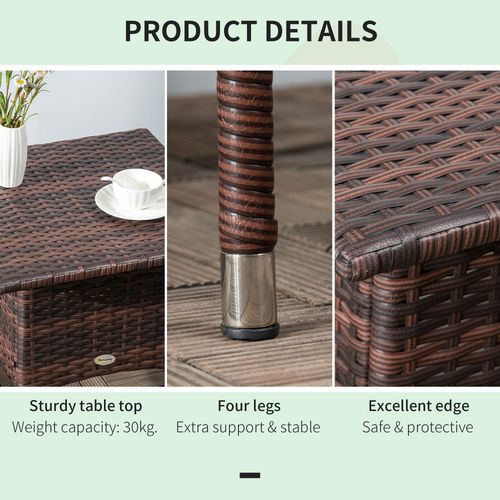 Outsunny PE Rattan Outdoor Coffee Table, Easy Match Rattan Side Table, Brown - SGP Garden Ltd