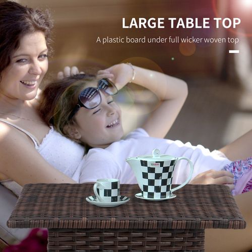 Outsunny PE Rattan Outdoor Coffee Table, Easy Match Rattan Side Table, Brown - SGP Garden Ltd