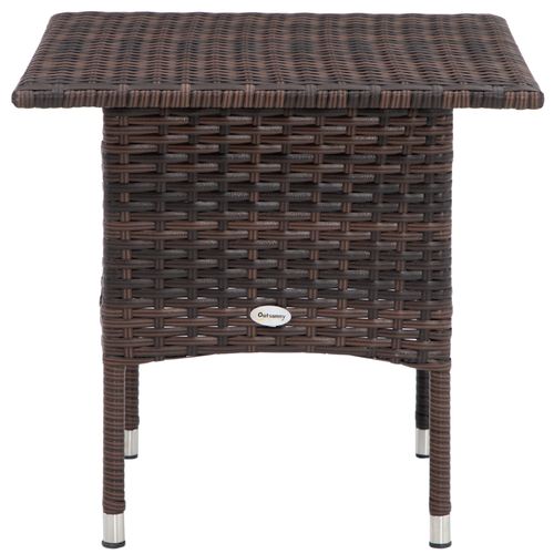 Outsunny PE Rattan Outdoor Coffee Table, Easy Match Rattan Side Table, Brown - SGP Garden Ltd