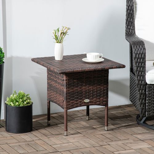 Outsunny PE Rattan Outdoor Coffee Table, Easy Match Rattan Side Table, Brown - SGP Garden Ltd