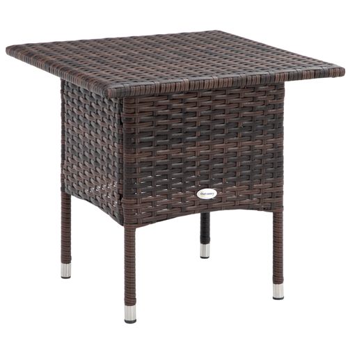 Outsunny PE Rattan Outdoor Coffee Table, Easy Match Rattan Side Table, Brown - SGP Garden Ltd