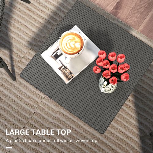 Outsunny PE Rattan Outdoor Coffee Table, Easy Match Rattan Side Table, Grey - SGP Garden Ltd