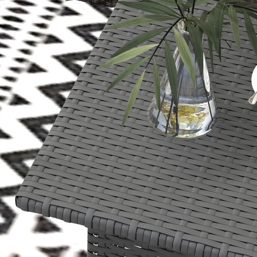Outsunny PE Rattan Outdoor Coffee Table, Easy Match Rattan Side Table, Grey - SGP Garden Ltd