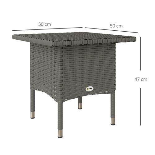 Outsunny PE Rattan Outdoor Coffee Table, Easy Match Rattan Side Table, Grey - SGP Garden Ltd