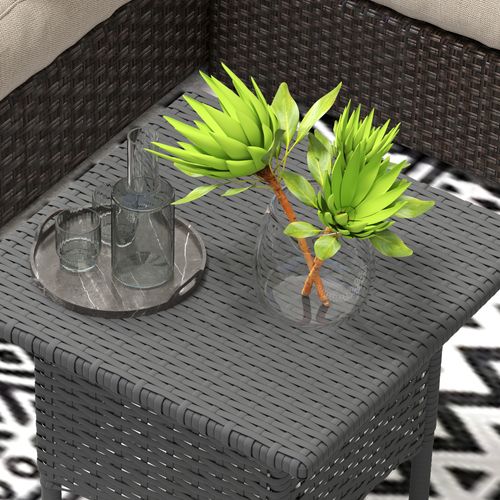 Outsunny PE Rattan Outdoor Coffee Table, Easy Match Rattan Side Table, Grey - SGP Garden Ltd