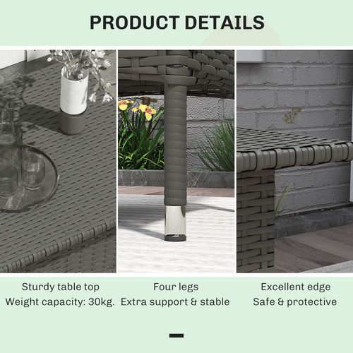 Outsunny PE Rattan Outdoor Coffee Table, Easy Match Rattan Side Table, Grey - SGP Garden Ltd