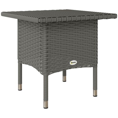 Outsunny PE Rattan Outdoor Coffee Table, Easy Match Rattan Side Table, Grey - SGP Garden Ltd