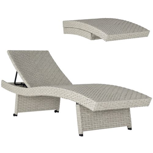 Outsunny PE Rattan Sun Lounger with 4-Level Adjustable Backrest - SGP Garden Ltd