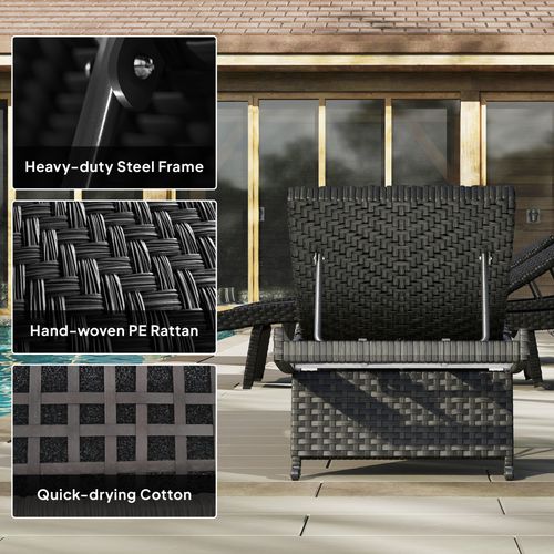 Outsunny PE Rattan Sun Lounger with 4-Level Adjustable Backrest - SGP Garden Ltd