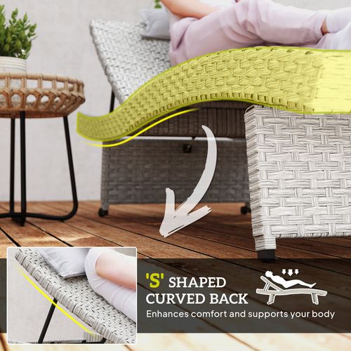 Outsunny PE Rattan Sun Lounger with 4-Level Adjustable Backrest - SGP Garden Ltd