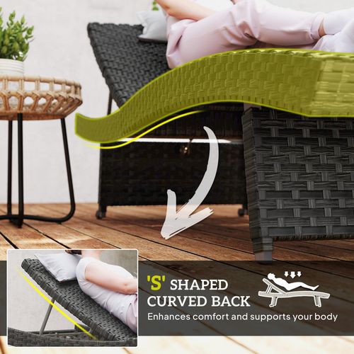 Outsunny PE Rattan Sun Lounger with 4-Level Adjustable Backrest - SGP Garden Ltd