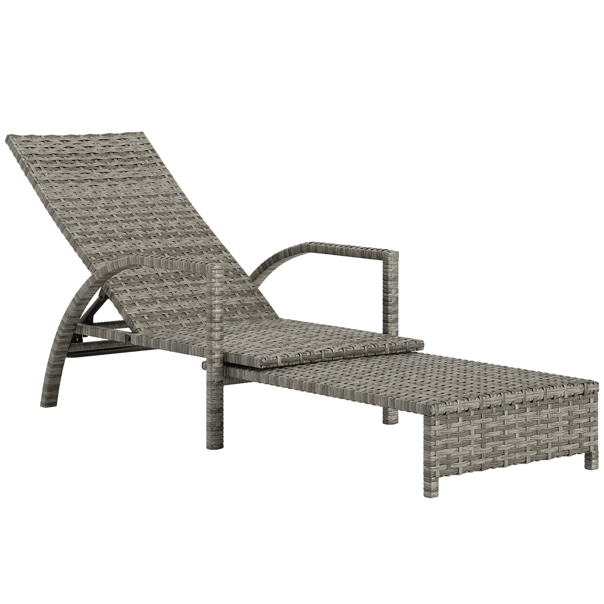 Outsunny PE Rattan Sun Lounger with 4-Level Adjustable Backrest - SGP Garden Ltd