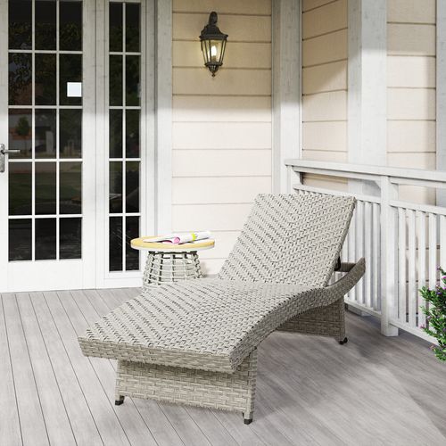 Outsunny PE Rattan Sun Lounger with 4-Level Adjustable Backrest - SGP Garden Ltd
