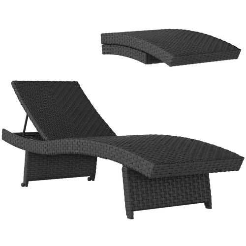 Outsunny PE Rattan Sun Lounger with 4-Level Adjustable Backrest - SGP Garden Ltd