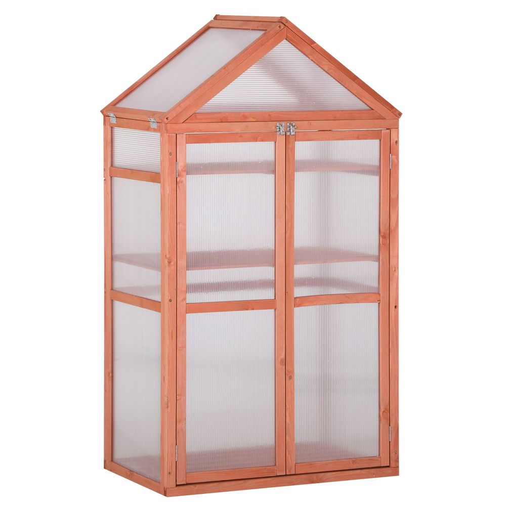 Outsunny Polycarbonate Cold Frame Greenhouse - Grow House for Flower Vegetables - Reliable Wood Frame - Max Light Transmission - SGP Garden Ltd