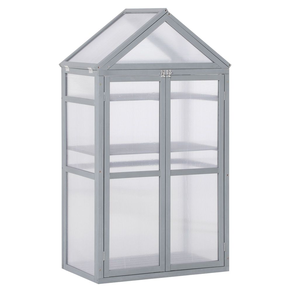 Outsunny Polycarbonate Cold Frame Greenhouse - Grow House for Flower Vegetables - Reliable Wood Frame - Max Light Transmission - SGP Garden Ltd