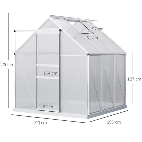 Outsunny Polycarbonate Walk-in Garden Greenhouse w/ Sliding Door Silver Tone - SGP Garden Ltd