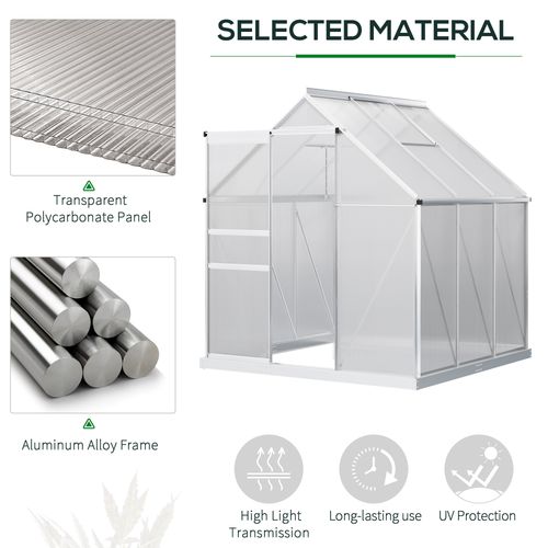 Outsunny Polycarbonate Walk-in Garden Greenhouse w/ Sliding Door Silver Tone - SGP Garden Ltd