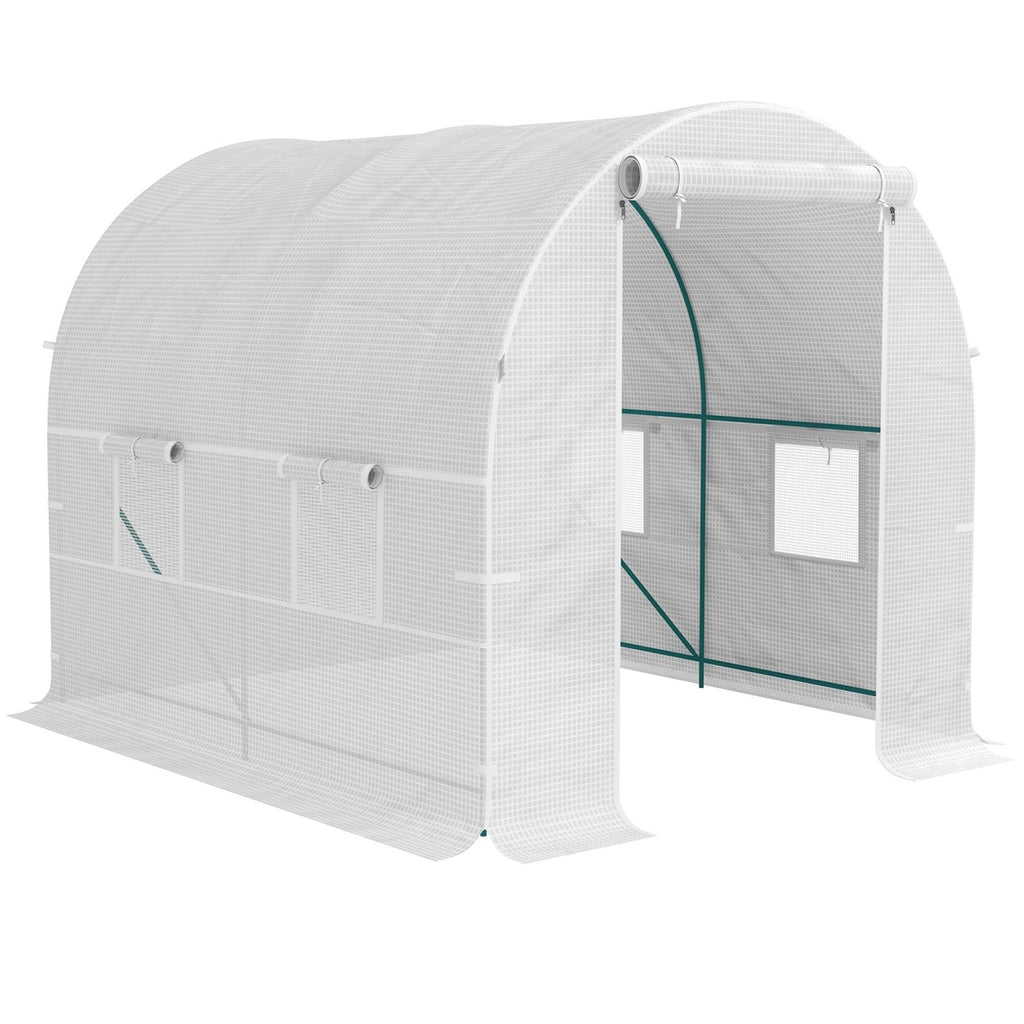 Outsunny Polytunnel Greenhouse Outdoor Grow House Roll Up Door Windows 2x2.5m - SGP Garden Ltd