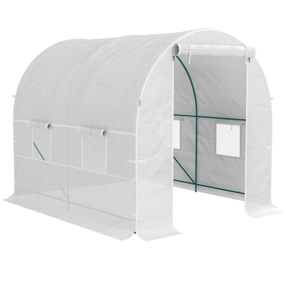 Outsunny Polytunnel Greenhouse Outdoor Grow House Roll Up Door Windows 2x2.5m - SGP Garden Ltd