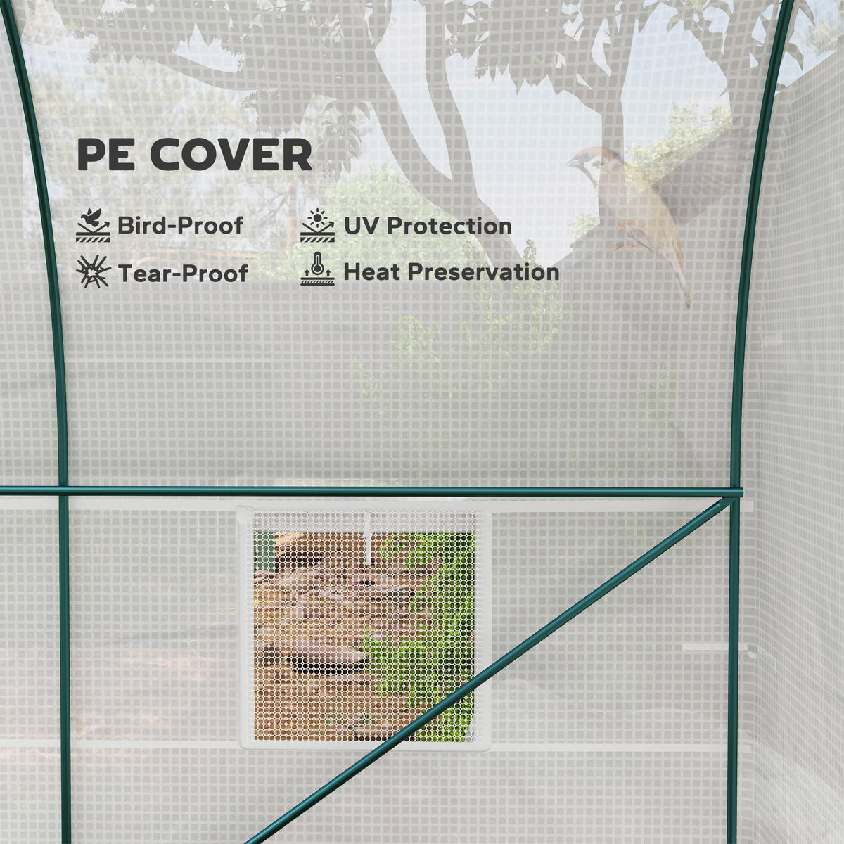 Outsunny Polytunnel Greenhouse Outdoor Grow House Roll Up Door Windows 2x2.5m - SGP Garden Ltd