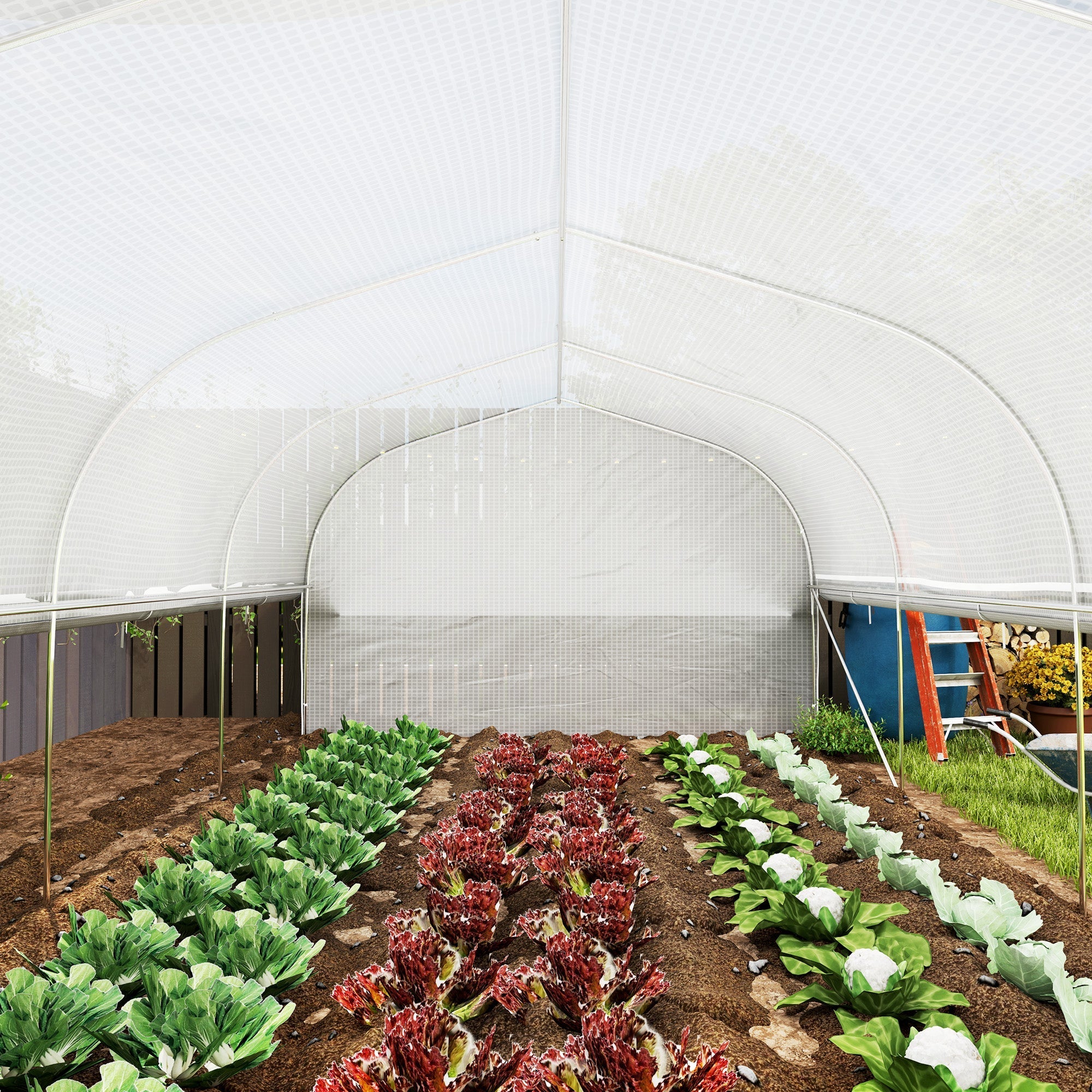 Outsunny Polytunnel Greenhouse W/ Roll-up Sidewalls, Mesh Door, 6 x 3 x 2m - SGP Garden Ltd