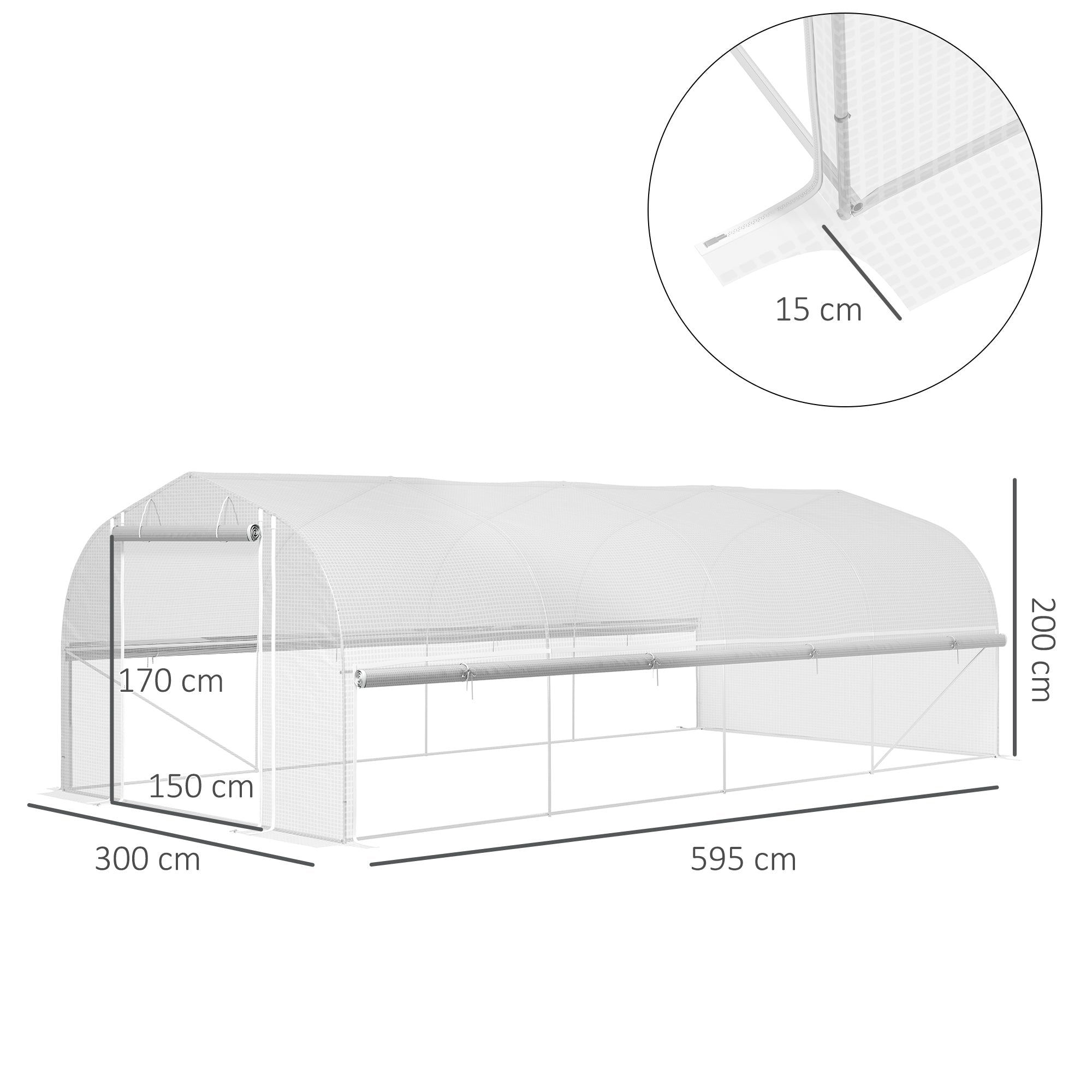 Outsunny Polytunnel Greenhouse W/ Roll-up Sidewalls, Mesh Door, 6 x 3 x 2m - SGP Garden Ltd