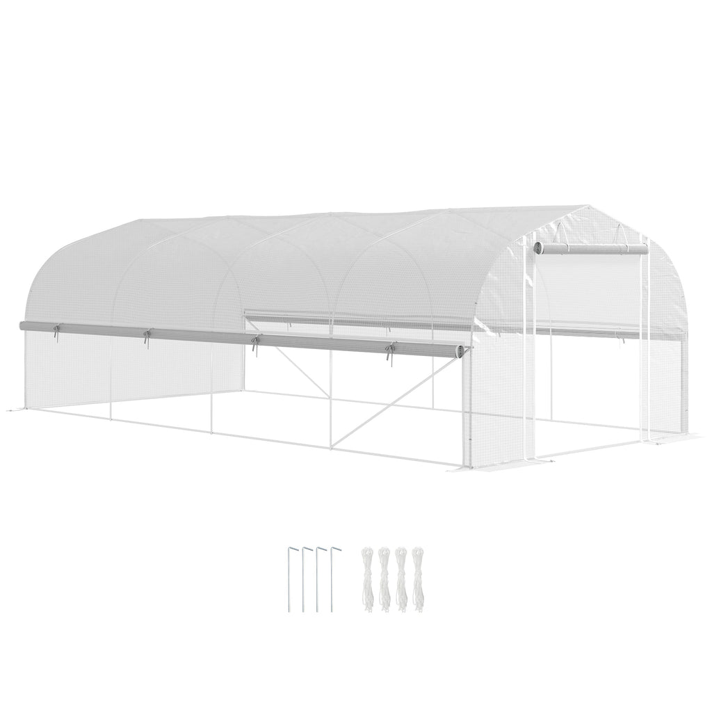 Outsunny Polytunnel Greenhouse W/ Roll-up Sidewalls, Mesh Door, 6 x 3 x 2m - SGP Garden Ltd