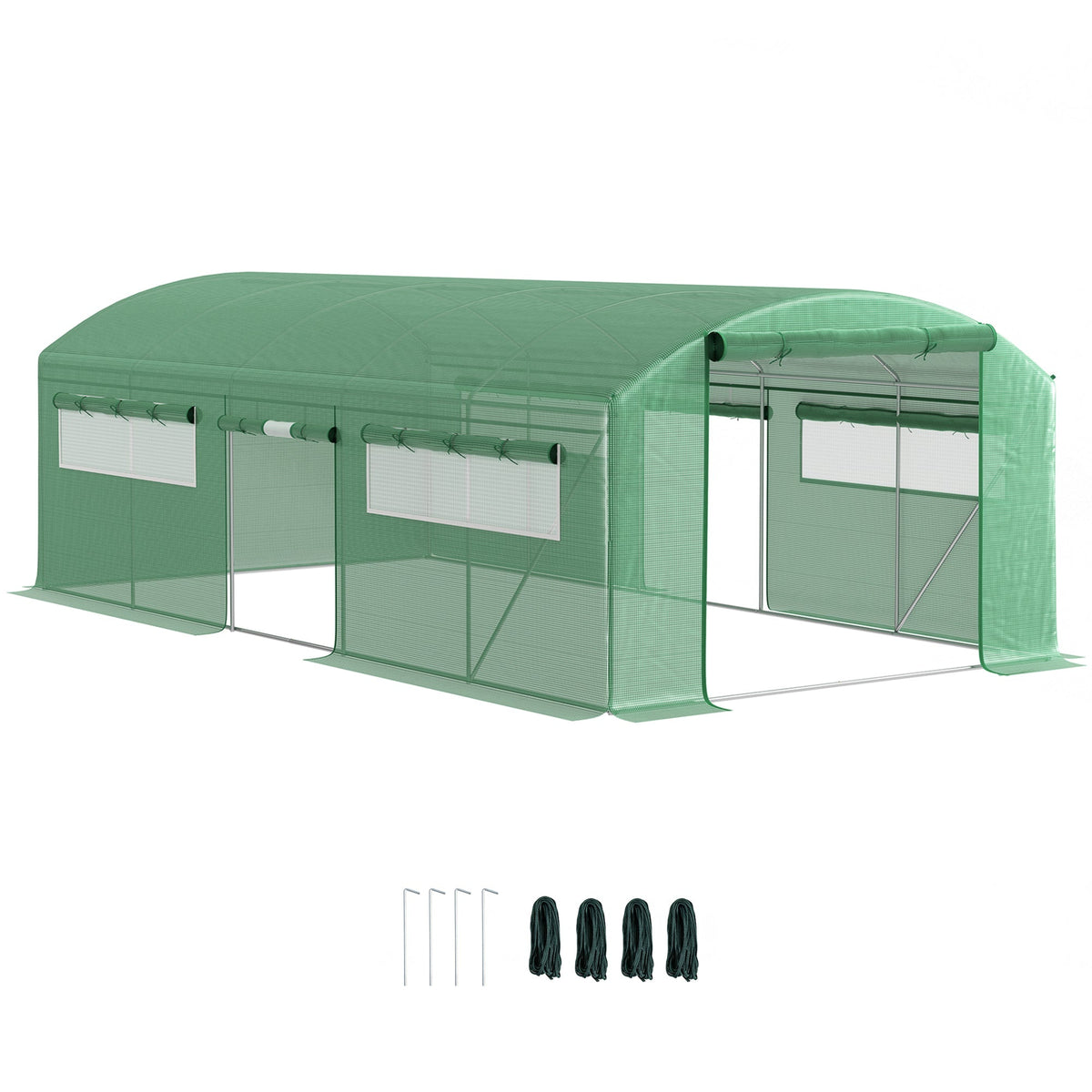 Outsunny Polytunnel Greenhouse with 3 Roll-up Doors, 3 x 2 x 2m - SGP Garden Ltd