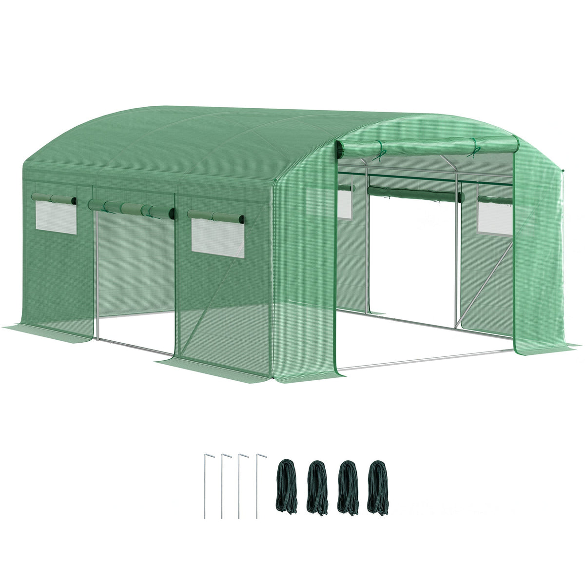 Outsunny Polytunnel Greenhouse with 3 Roll-up Doors, 3 x 2 x 2m - SGP Garden Ltd