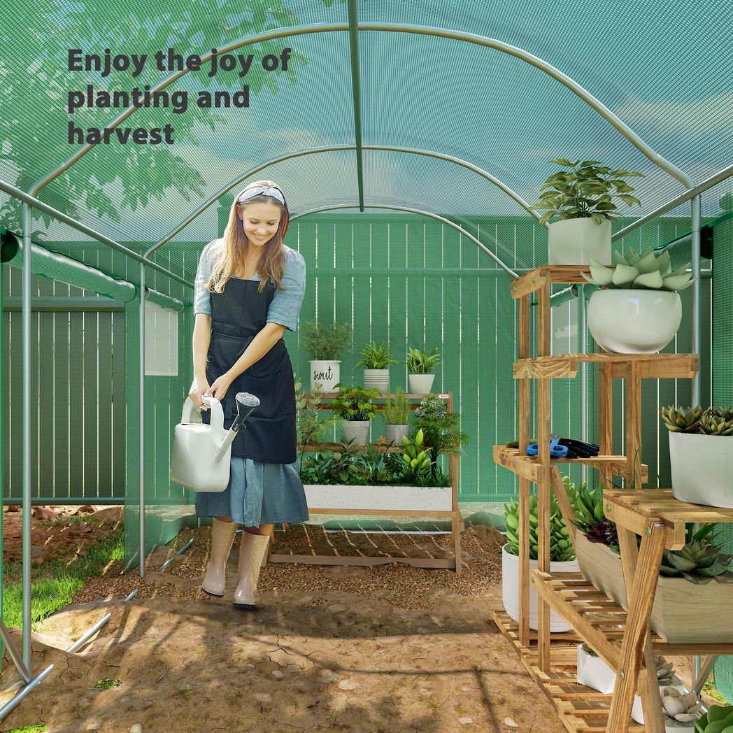 Outsunny Polytunnel Greenhouse with 3 Roll-up Doors, 3 x 2 x 2m - SGP Garden Ltd