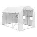 Outsunny Polytunnel Greenhouse with PE Cover, Galvanised Steel Frame, White - SGP Garden Ltd