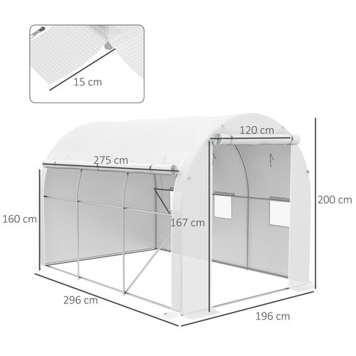 Outsunny Polytunnel Greenhouse with PE Cover, Galvanised Steel Frame, White - SGP Garden Ltd