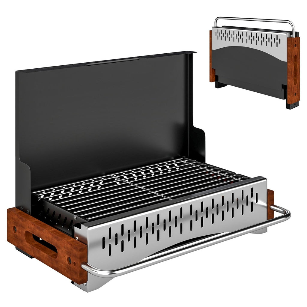 Outsunny Portable BBQ Grill, Folding Charcoal Barbecue Grill with Removable Charcoal Basin for Camping Picnic Garden Party, Black - SGP Garden Ltd