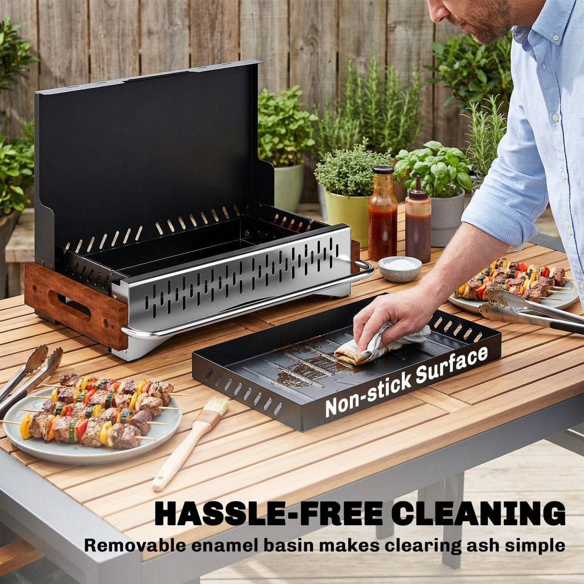 Outsunny Portable BBQ Grill, Folding Charcoal Barbecue Grill with Removable Charcoal Basin for Camping Picnic Garden Party, Black - SGP Garden Ltd