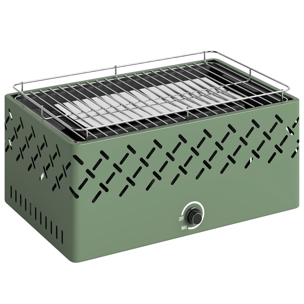 Outsunny Portable Charcoal BBQ Grill, Battery Powered Barbecue Grill with Built-in Fan for Camping Picnic, Light Green - SGP Garden Ltd