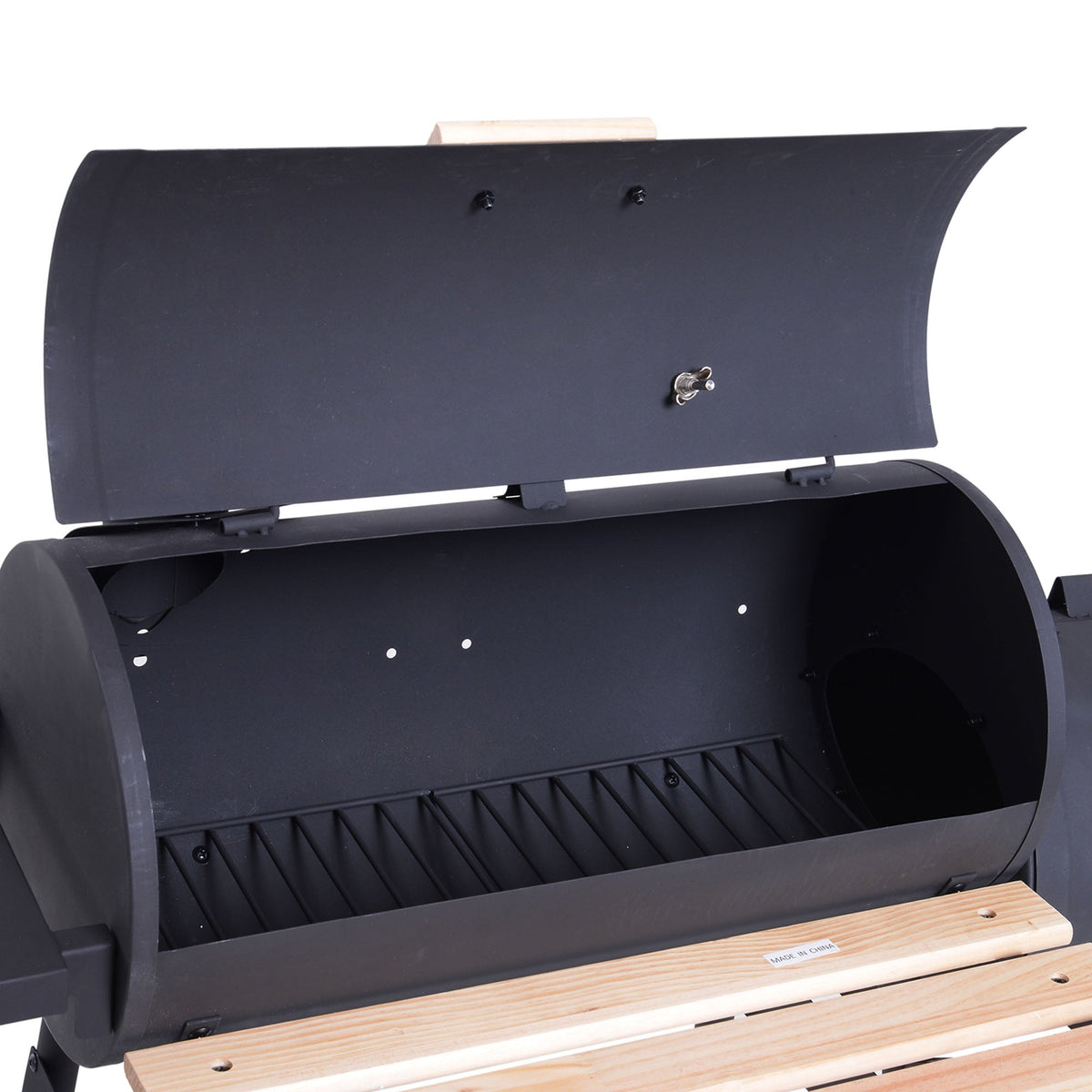 Outsunny Portable Charcoal BBQ Grill, Cold-rolled Steel, Solid Wood, 104H x 124L x53W cm-Black - SGP Garden Ltd